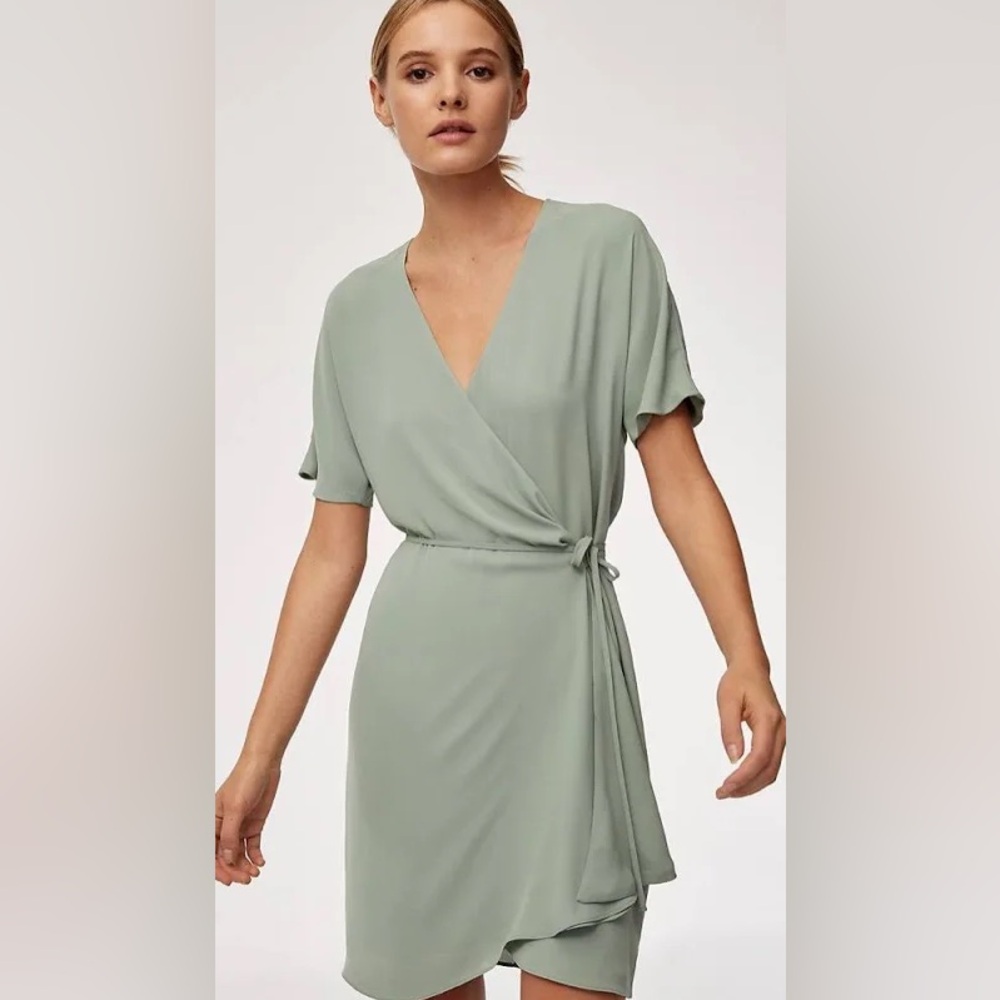 Aritzia/Babaton Wrap Dress in Sage Green